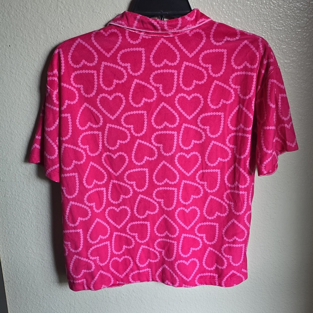 Art Class Heart Button Down Short Sleeve Polyester Pajama Set Size Girls 16-18 - Picture 2 of 8